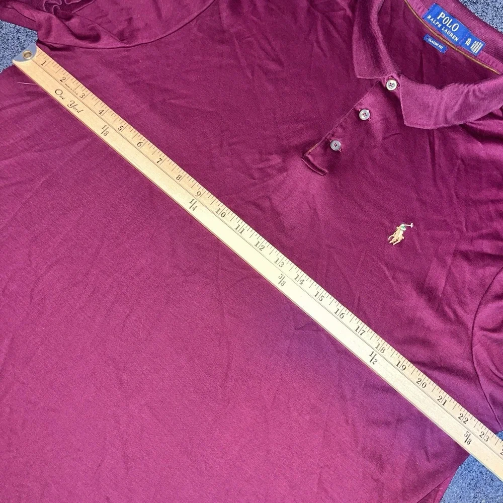 Polo by Ralph Lauren Polo Long‎ Sleeve Polo Shirt Maroon Mens XXL Flesh Pony